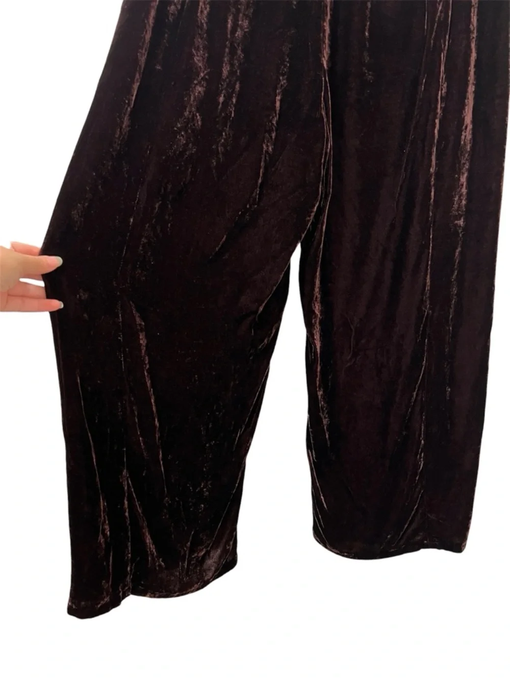 Eileen Fisher Velvet Wide Leg Pants XL Brown - Picture 5 of 6